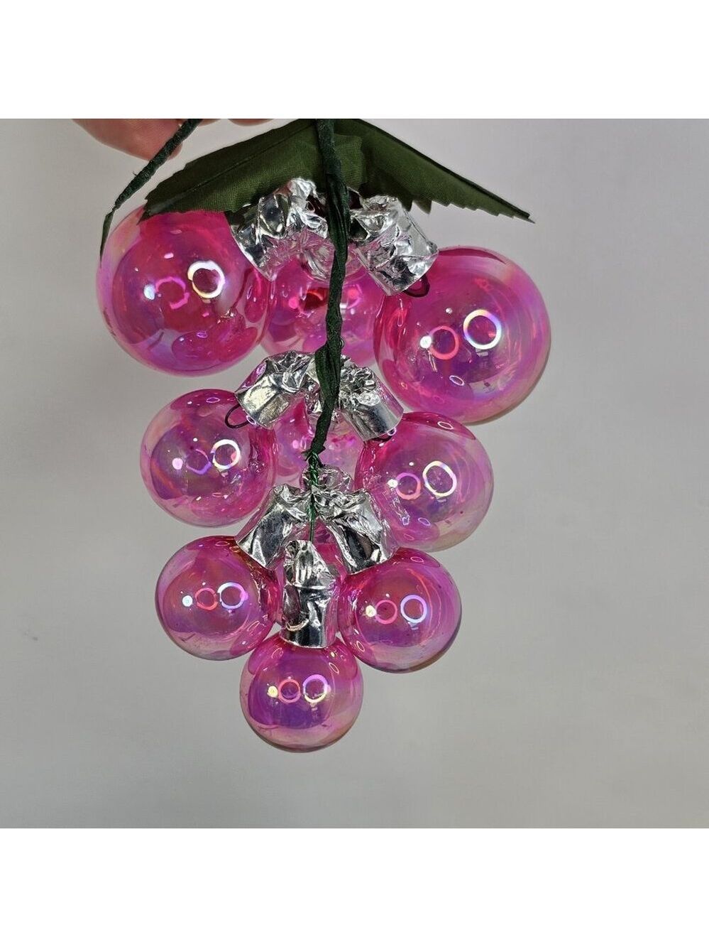 Silvestri Vintage Christmas Ornament Grape Cluster Glass Iridescent Pink Red - Picture 7 of 13